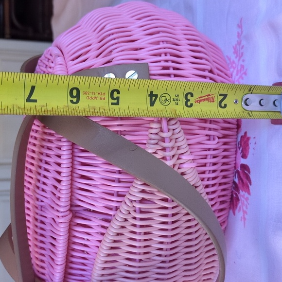 NWOT Pink Flamingo Wicker Purse Bag Basket - Picture 11 of 13